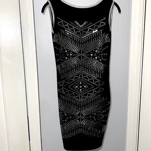 Embellished Open Black Dress